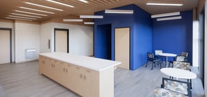 Rendering of a modern break room kitchen for a city hall