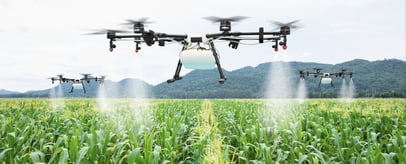 a field drone irrigating a field 